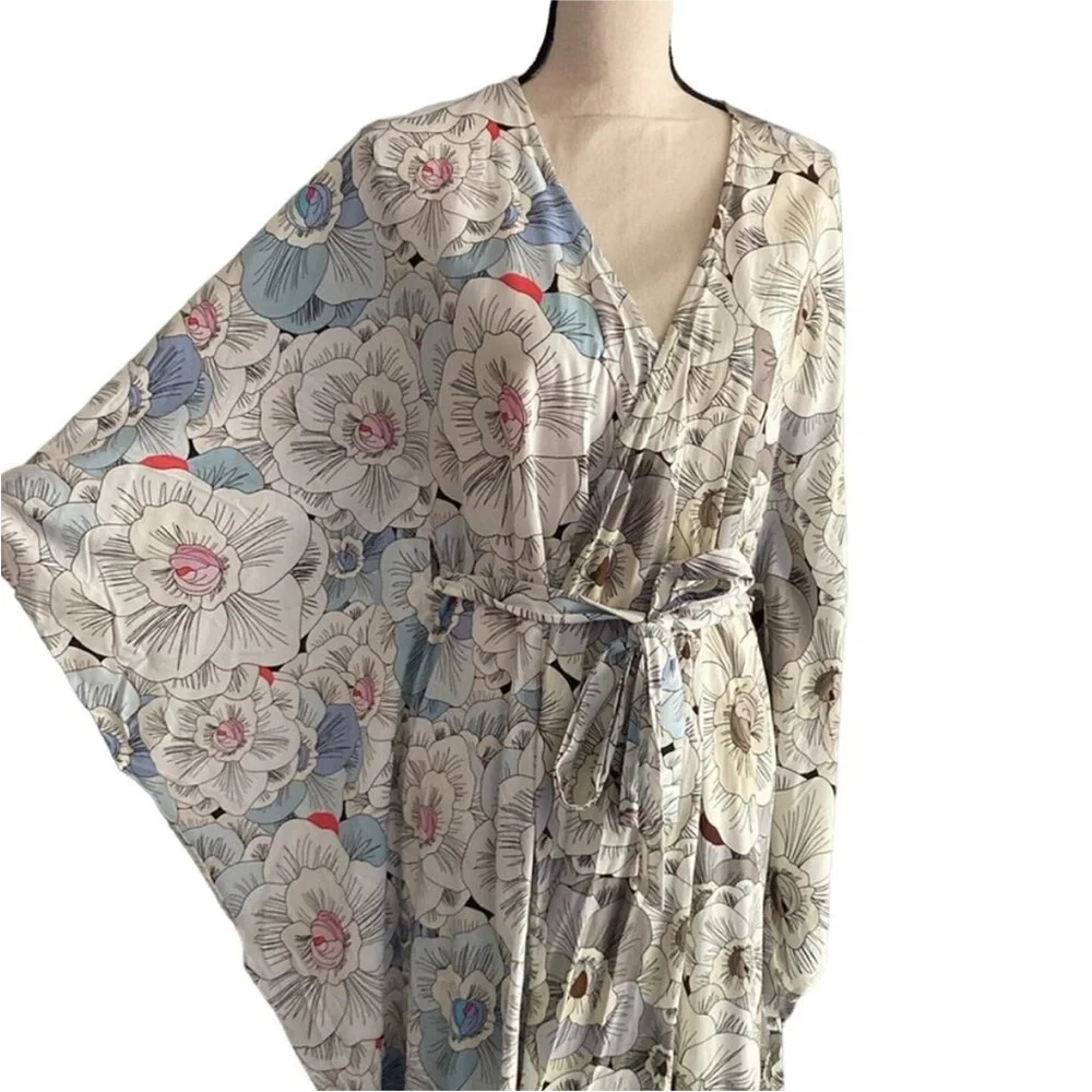 Anthropologie Conditions Apply Kimono NWT New Floral Toe Waist One Size S M L XL - Picture 6 of 10